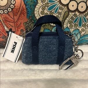 VS Pink Denim Mini Bag with Keychain